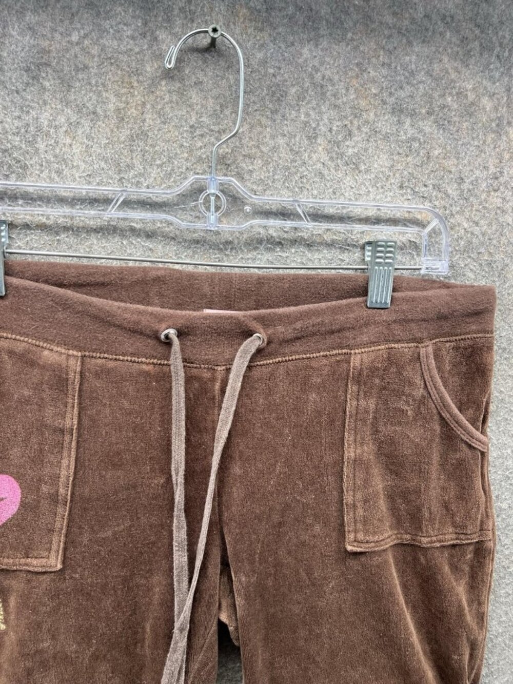 Juicy Couture Sweatpants Womens Large Brown Velour Drawstring Y2K Pants - Picture 7 of 11